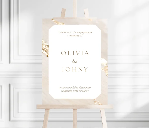 Beige and Gold Elegant Wedding Welcome Sign