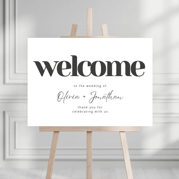 Black and White Simple Wedding Welcome Sign