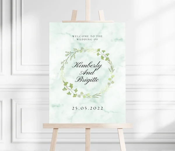 Green and Black Wedding Welcome Sign