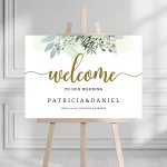 Green Watercolor Wedding Welcome Sign