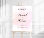 Pink and White Wedding Welcome Sign