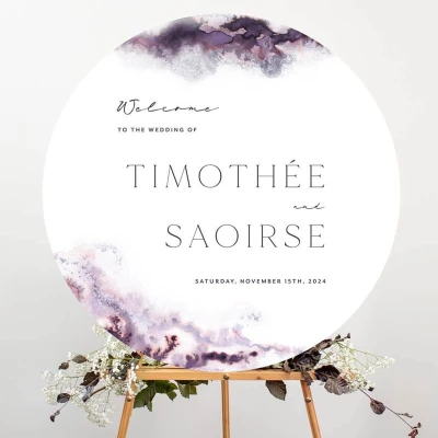Circle Lavender Blush Wedding Sign
