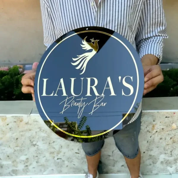 Round Black Base Acrylic Logo Sign