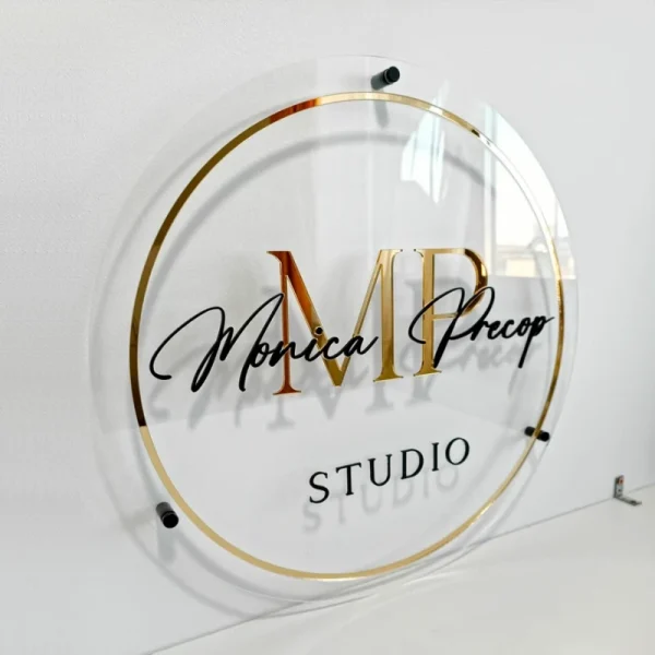 Round Clear Base Acrylic Logo Sign