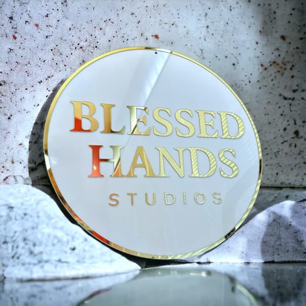 Round White Base Acrylic Logo Sign