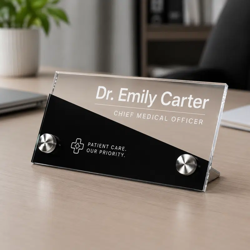 Acrylic Desk Name Plate with Standoffs 1 Acrylic Desk Name Plate with Standoffs 1