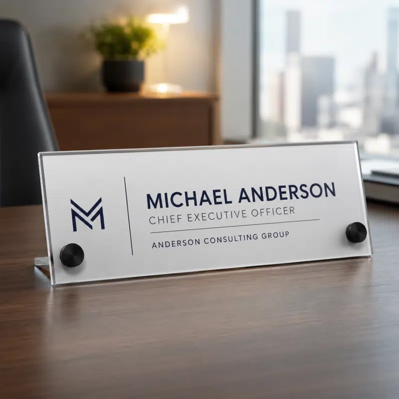 Acrylic Desk Name Plate with Standoffs 2 Acrylic Desk Name Plate with Standoffs 2