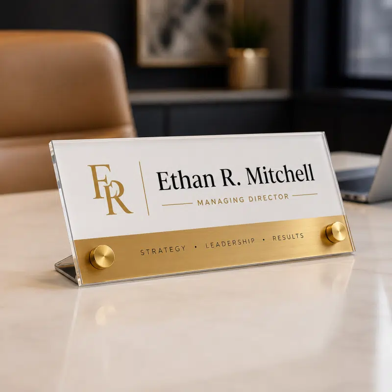 Acrylic Desk Name Plate with Standoffs Acrylic Desk Name Plate with Standoffs