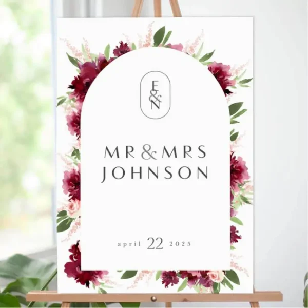 Elegant Flowers Wedding Sign