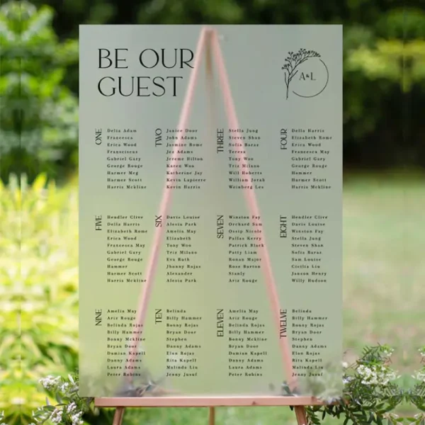 Frosted Acrylic Marion Seating Chart