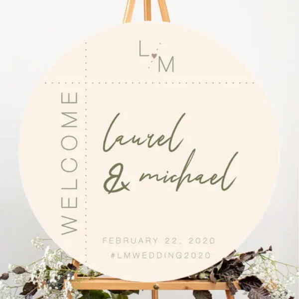 Modern Garden Circle Welcome Sign