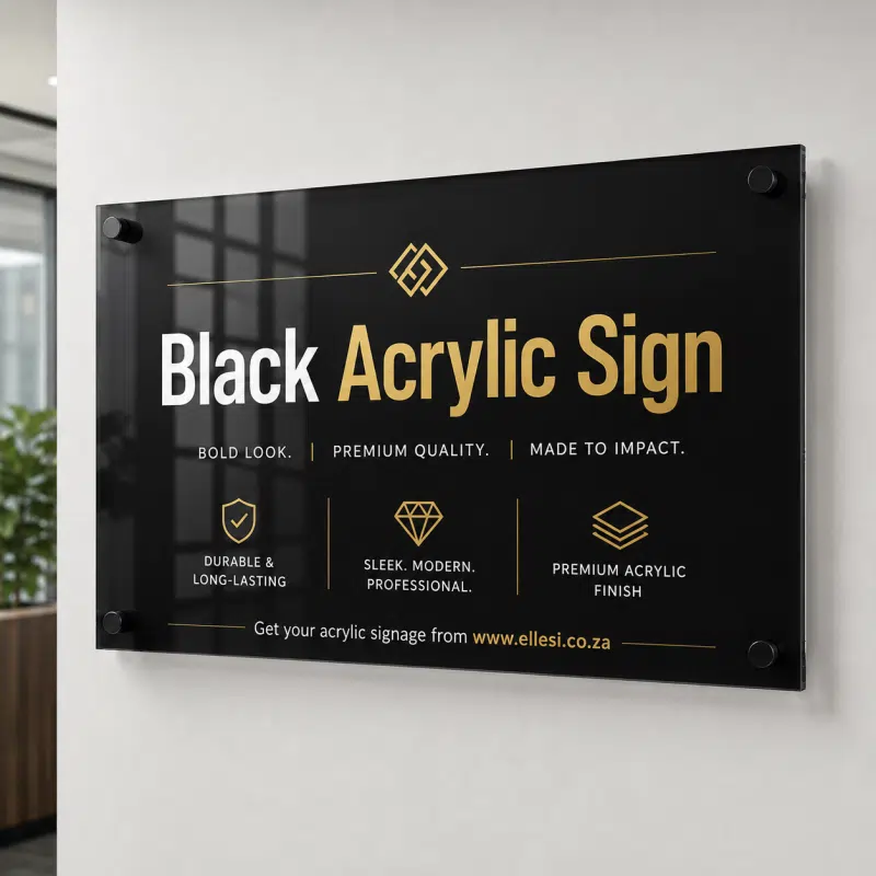 Black Acrylic Sign with Standoffs Black Acrylic Sign with Standoffs
