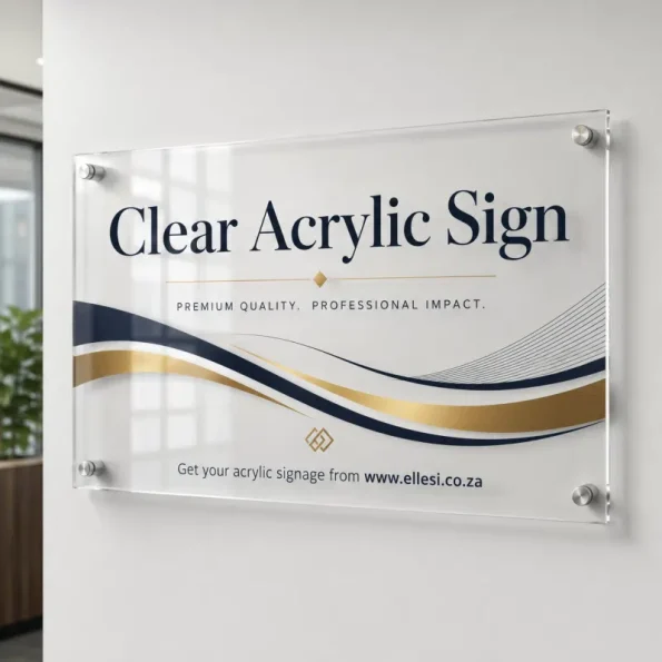 Custom clear acrylic business sign with wall standoffs