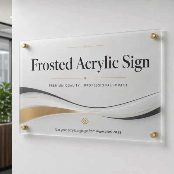 Frosted Perspex office sign mounted with standoffs