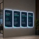 LED Backlit Acrylic Office Values Signs with Standoffs