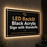 LED Backlit Black Acrylic Sign with Standoffs