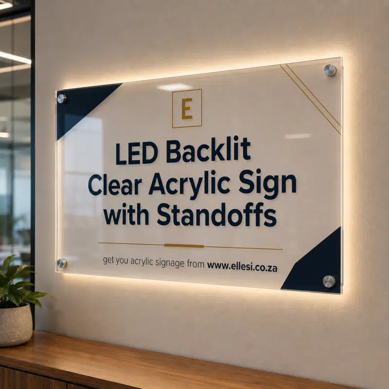 LED Backlit Clear Acrylic Sign with Standoffs LED Backlit Clear Acrylic Sign with Standoffs