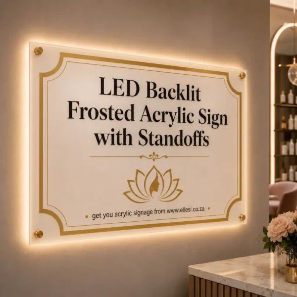 LED Backlit Frosted Acrylic Sign with Standoffs