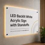 LED Backlit White Acrylic Sign with Standoffs