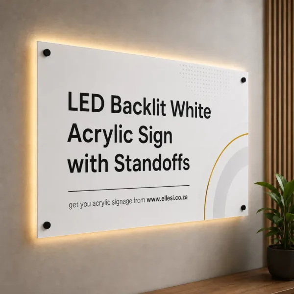 LED Backlit White Acrylic Sign with Standoffs