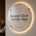 LED Backlit Round Acrylic Sign with Standoffs