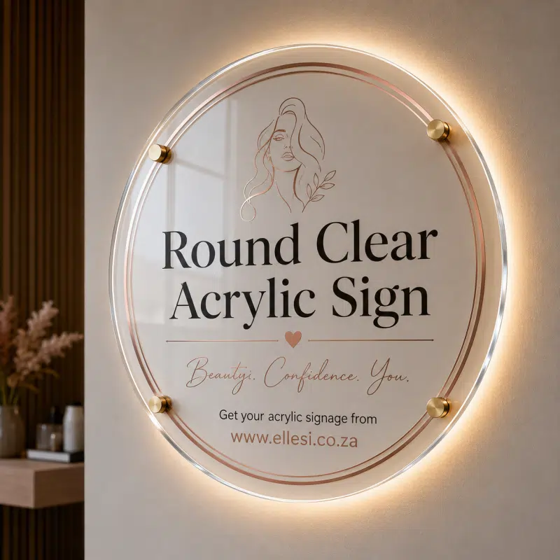 Round Clear Acrylic Sign with Backlit Round Clear Acrylic Sign with Backlit