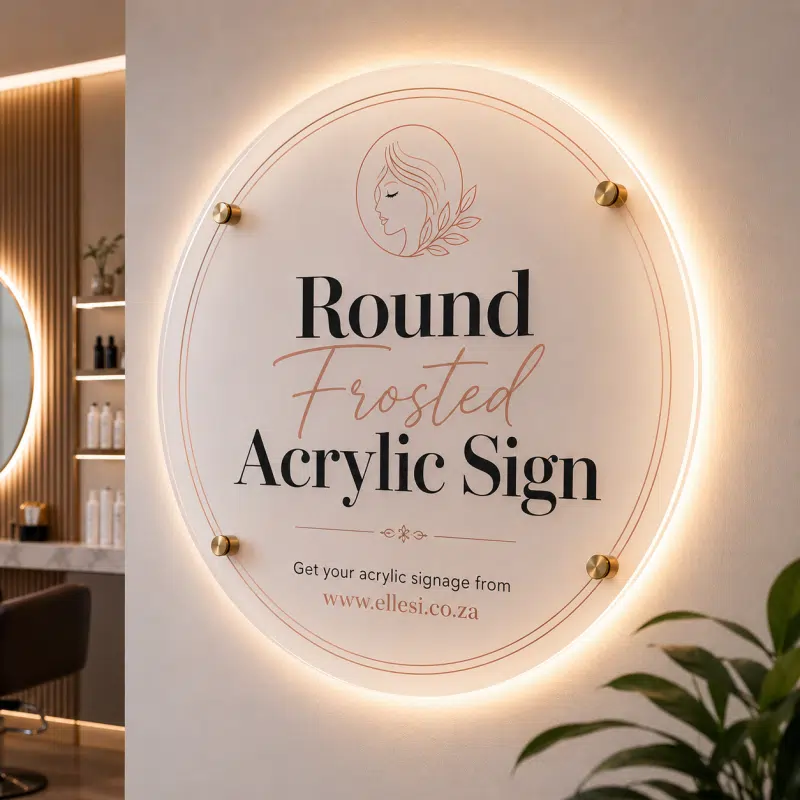 Round Frosted Acrylic Sign with Backlit Round Frosted Acrylic Sign with Backlit